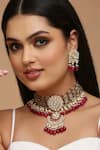 Buy_TAD Accessories_Pink Imitation Kundan Embellished Stone Choker Necklace Set _at_Aza_Fashions