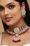 TAD Accessories_Pink Imitation Kundan Embellished Stone Choker Necklace Set _Online_at_Aza_Fashions