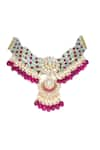 Shop_TAD Accessories_Pink Imitation Kundan Embellished Stone Choker Necklace Set _Online_at_Aza_Fashions