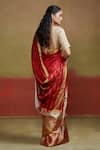 Shop_Dressfolk_Red Handloom Silk Dilruba Striped Saree _at_Aza_Fashions