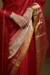 Shop_Dressfolk_Red Handloom Silk Dilruba Striped Saree _Online_at_Aza_Fashions