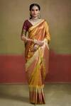 Buy_Dressfolk_Yellow Handloom Silk Kadambari Maheshwari Saree _at_Aza_Fashions