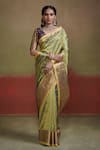 Buy_Dressfolk_Green Handloom Silk Leela Maheshwari Saree _at_Aza_Fashions