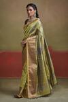 Dressfolk_Green Handloom Silk Leela Maheshwari Saree _Online_at_Aza_Fashions