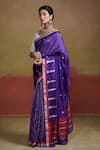 Dressfolk_Purple Handloom Silk Padmini Zari Striped Saree _Online_at_Aza_Fashions