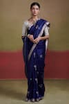 Buy_Dressfolk_Blue Handloom Silk Roza Floral Motif Embroidered Saree _Online_at_Aza_Fashions