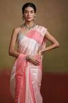 Dressfolk_Pink Handloom Cotton Pastel Silk Panelled Saree With Running Blouse_Online_at_Aza_Fashions