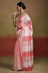 Buy_Dressfolk_Pink Handloom Cotton Pastel Silk Panelled Saree With Running Blouse_Online_at_Aza_Fashions