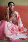 Shop_Dressfolk_Pink Handloom Cotton Pastel Silk Panelled Saree With Running Blouse_Online_at_Aza_Fashions