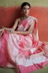 Dressfolk_Pink Handloom Cotton Pastel Silk Panelled Saree With Running Blouse_at_Aza_Fashions