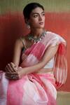 Buy_Dressfolk_Pink Handloom Cotton Pastel Silk Panelled Saree With Running Blouse