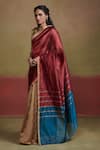 Dressfolk_Gold Handloom Silk Sahiba Color Blocked Saree _Online_at_Aza_Fashions