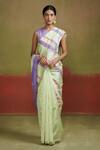 Buy_Dressfolk_Green Handloom Silk Zohra Stripe Pattern Saree _at_Aza_Fashions