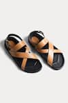 Shop_Morf_Brown Plain Criss Cross Straps Leather Sandals  _at_Aza_Fashions