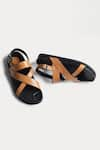 Buy_Morf_Brown Plain Criss Cross Straps Leather Sandals  _Online_at_Aza_Fashions