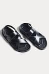 Shop_Morf_Black Plain Criss Cross Straps Smooth Leather Sandals_at_Aza_Fashions
