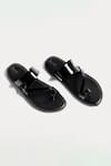 Shop_Morf_Black Plain Slip-on Patent Sandals  _at_Aza_Fashions