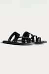 Morf_Black Plain Slip-on Patent Sandals  _Online_at_Aza_Fashions