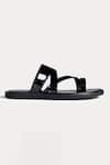 Buy_Morf_Black Plain Slip-on Patent Sandals  _Online_at_Aza_Fashions