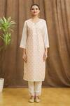Khwaab By Sanjana Lakhani_Cream Kurta And Pant Vishika Silk Set With Chanderi Jacquard Dupatta _Online_at_Aza_Fashions