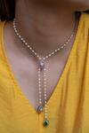 Buy_Do Taara_Silver Plated Faux Diamond Pearl String Necklace _at_Aza_Fashions