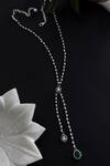 Shop_Do Taara_Silver Plated Faux Diamond Pearl String Necklace _at_Aza_Fashions