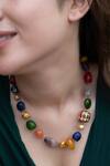 Buy_Do Taara_Multi Color Navratna Stones Embellished Necklace _at_Aza_Fashions