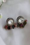 Shop_Do Taara_Multi Color Polki, Cubic Zirconia, Agata Stone Embellished Drop Earrings_at_Aza_Fashions