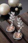 Shop_Dugran By Dugristyle_Orange American Diamonds Vine Natural Stone Studded Dangler Earrings _at_Aza_Fashions