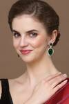 Buy_Dugran By Dugristyle_Green Diamonds, Stones Double Lined Up Embellished Earrings_at_Aza_Fashions