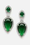 Dugran By Dugristyle_Green Diamonds, Stones Double Lined Up Embellished Earrings_Online_at_Aza_Fashions