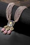 Shop_Dugran By Dugristyle_Multi Color Natural Stone Embellished Pendant Necklace _at_Aza_Fashions