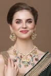 Buy_Dugran By Dugristyle_Multi Color Natural Stone Embellished Pendant Necklace _at_Aza_Fashions