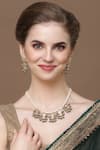 Buy_Dugran By Dugristyle_Multi Color Stones, Pearls, Diamonds Studded Pendant Necklace Set _at_Aza_Fashions