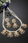 Shop_Dugran By Dugristyle_Multi Color Stones, Pearls, Diamonds Studded Pendant Necklace Set _at_Aza_Fashions