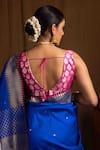 Shop_Devissha_Pink Banarasi Brocade Woven Floral Butta V Neck Blouse_at_Aza_Fashions