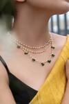 Buy_Do Taara_White Pearl Layered Embellished Necklace _at_Aza_Fashions