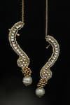 Shop_Do Taara_Gold Plated Kundan And Pearl Embellished Cuffs_at_Aza_Fashions