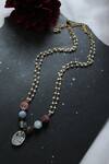 Shop_Do Taara_Multi Color Natural Stones And Pearl Embellished Necklace _at_Aza_Fashions