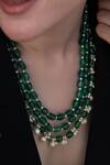 Buy_Do Taara_Green Fresh Water Pearls Stones Embellished Multi Layered Necklace_at_Aza_Fashions