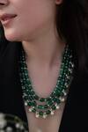 Do Taara_Green Fresh Water Pearls Stones Embellished Multi Layered Necklace_Online_at_Aza_Fashions