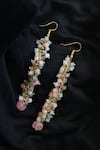 Shop_Do Taara_Pink Onyx Stone Embellished Dangler Earrings _at_Aza_Fashions