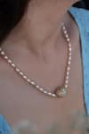 Buy_Do Taara_Peach 3d Pearls Embellished Pendant Necklace_at_Aza_Fashions