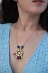 Buy_Do Taara_Multi Color Kundan And Stone Embellished Pendant Necklace _at_Aza_Fashions