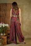 Shop_Mehak Murpana_Pink Crepe Printed Abstract V-neck Floral Top Dhoti Pant Set _at_Aza_Fashions