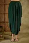 Mehak Murpana_Green Crepe Embellished Kaftan Top Front Tie Coin Dhoti Pant Set _Online_at_Aza_Fashions