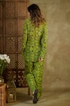 Shop_Mehak Murpana_Green Georgette Embroidered Sequin Shirt Geometric Print Front Tie With Pant _at_Aza_Fashions