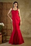 Buy_Mehak Murpana_Red Suiting Embroidered Sequin Sweetheart Applique Mermaid Gown _at_Aza_Fashions