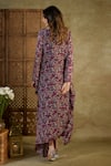 Buy_Mehak Murpana_Purple Crepe Printed Abstract Floral V Neck Kaftan _Online_at_Aza_Fashions