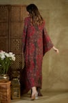 Shop_Mehak Murpana_Pink Crepe Printed Abstract Floral V Neck Pattern Kaftan _at_Aza_Fashions